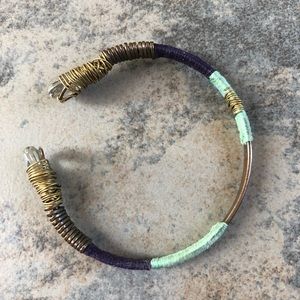 Copper wrapped bracelet with crystal ends